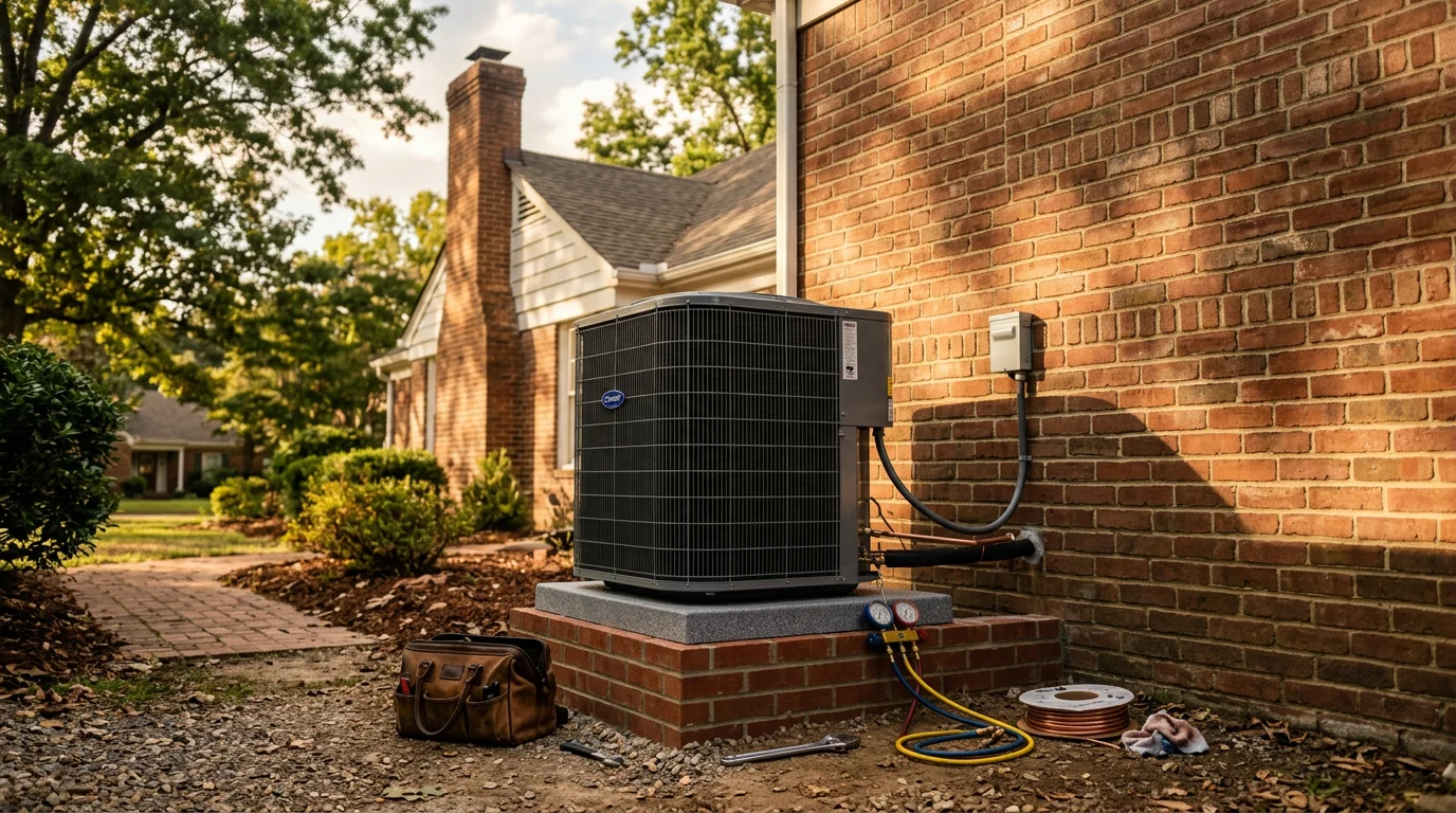 HVAC technician servicing an air conditioning unit